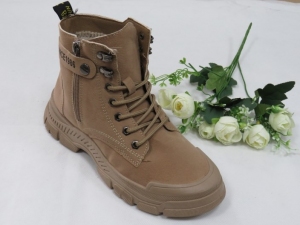 Botki damskie ocieplane na płaskim (36-41) NB568 KHAKI