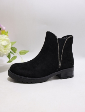 Botki damskie ocieplane na płaskim (36-41) RQ-06 BLACK
