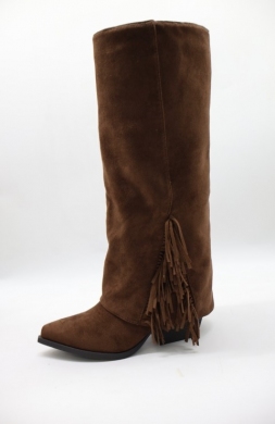 Kozaki damskie ocieplane na obcasie (36-41) JX302 BROWN