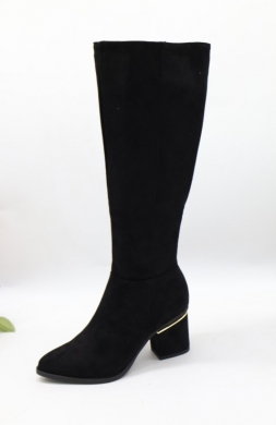 Kozaki damskie ocieplane na obcasie (36-41) 00-6 BLACK