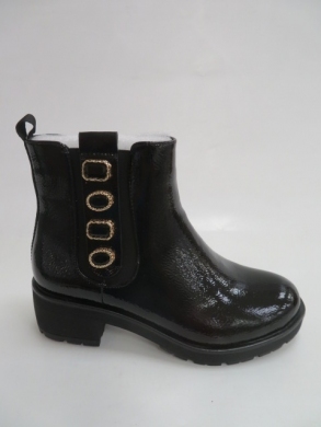 Botki damskie jesienne na płaskim (36-41) 22-218 BLACK