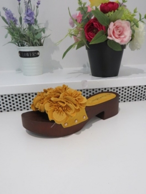 Klapki damskie na obcasie (36-41) LS177 YELLOW