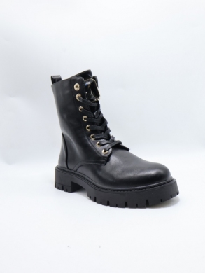 Botki damskie ocieplane na płaskim (36-41) HBL-129 BLACK/PU