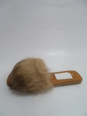 Klapki damskie z futerkiem (36-41) Q348 CAMEL