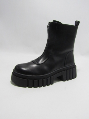 Botki damskie na płaskim (36-41) 22097-6A BLACK/PU