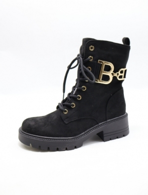 Botki damskie ocieplane na płaskim (36-41) SA7028-10 BLACK