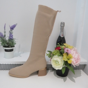 Kozaki damskie na obcasie (36-41) RXJ200 BEIGE