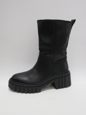 Kozaki damskie ocieplane na obcasie (36-41) 8595 BLACK/BEIGE
