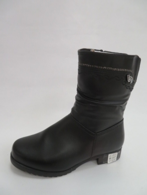 Kozaki damskie ocieplane na płaskim (37-42) 203-8 BLACK