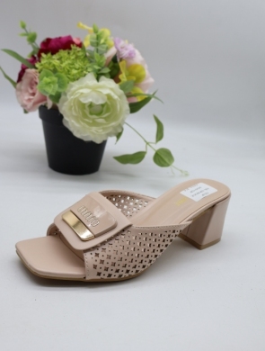 Klapki damskie na obcasie (36-41) OK-128 BEIGE