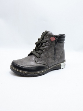 Botki damskie ocieplane na płaskim (37-42) 8707-5 GREY/BLACK