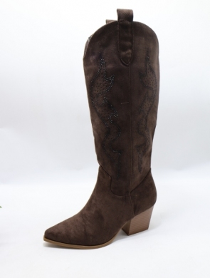 Kozaki damskie na obcasie (36-41) 2539A BROWN