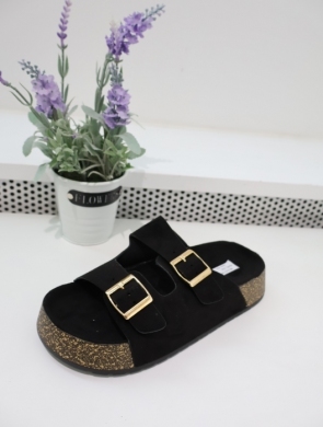 Klapki damskie na płaskim (36-41) 1157 BLACK