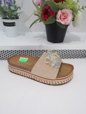 Klapki damskie na koturnie (36-41) 6061-2 BEIGE