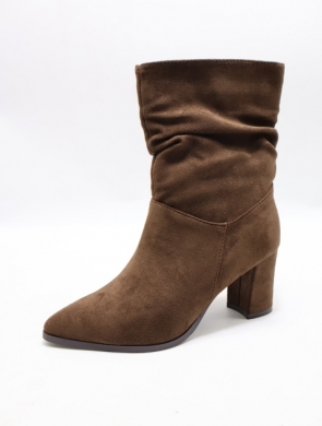 Botki damskie ocieplane na obcasie (36-41) 3948 BROWN
