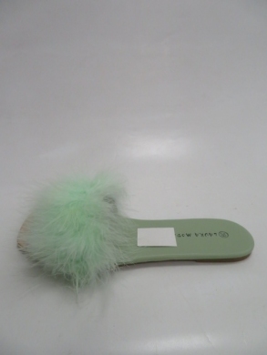 Klapki damskie z futerkiem (36-41) F-17 GREEN