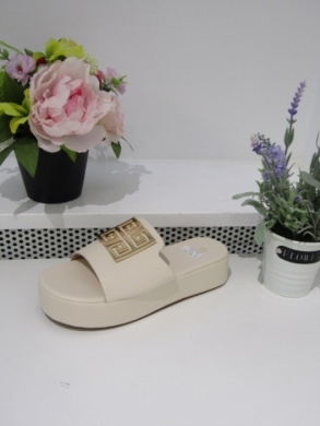 Klapki dmskie na koturnie (36-41) F384 BEIGE