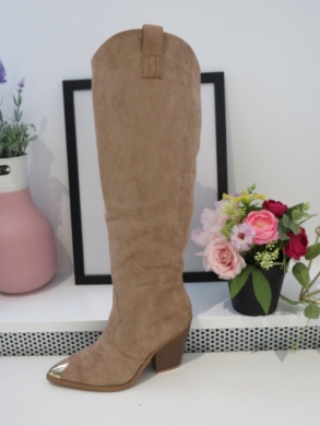 Kozaki damskie na obcasie (36-41) 9353-1A KHAKI