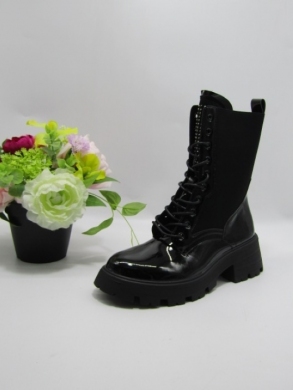 Botki damskie ocieplane na płaskim (36-41) HBL-67 BLACK/MIR