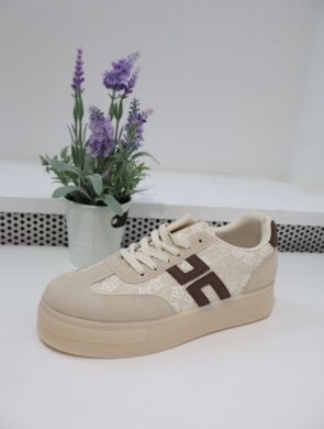 Buty sportowe damskie na płaskim (36-41) WX189 BEIGE