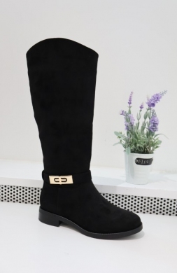 Kozaki damskie na płaskim (36-41) 69009 BLACK