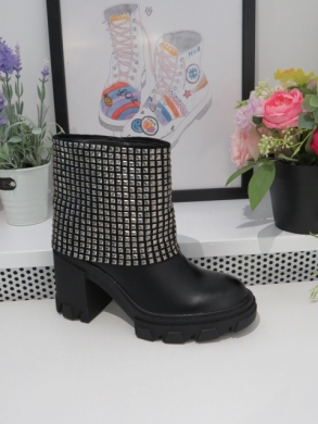Botki damskie ocieplane na obcasie (36-41) 8679 BLACK