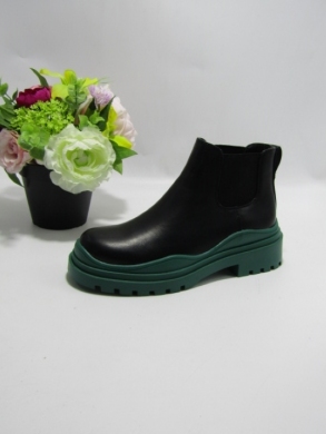 Botki damskie na płaskim (36-41) SU701 BLACK/GREEN