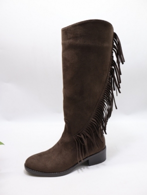 Kozaki damskie na płaskim (36-41) 68340 BROWN