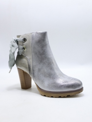 Botki damskie na obcasie (36-41) F5891 SILVER