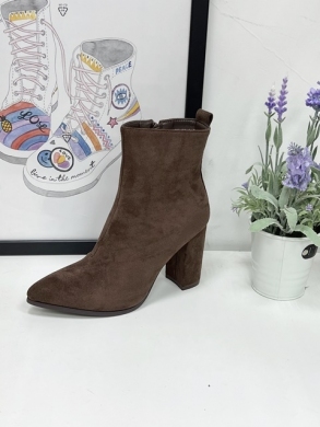 Botki damskie na obcasie (36-41) E5133-6 BROWN