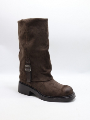 Kozaki damskie na płaskim (36-41) 68355 BROWN