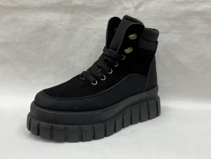 Botki damskie na płaskim (36-41) 19506 BLACK