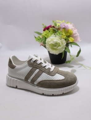 Buty sportowe damskie na płaskim (36-41) A-806 BEIGE SKÓRA
