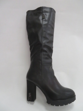 Kozaki damskie ocieplane na obcasie (36-41) JL-67 BLACK