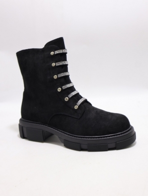 Botki damskie ocieplane na płaskim (36-41) X2302 BLACK