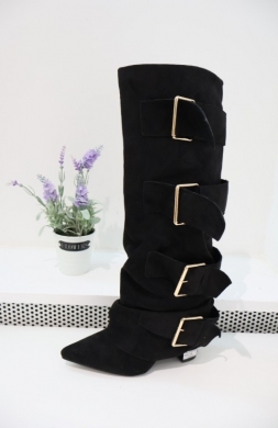 Kozaki damskie na obcasie (36-41) 7677A-1 BLACK