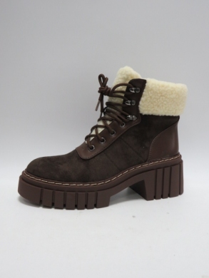 Botki damskie ocieplane na obcasie (36-41) 8608 BROWN