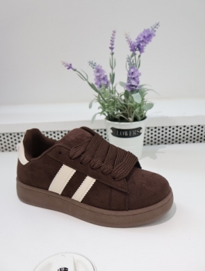 Buty sportowe damskie na płaskim (36-41) C102 BROWN
