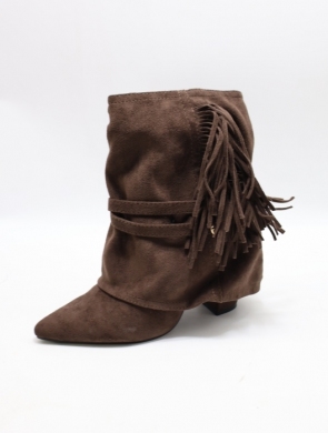 Botki damskie na obcasie (36-41) 2517A BROWN