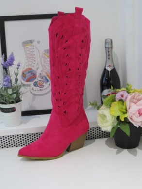 Kozaki damskie na obcasie (36-41) 8576 FUCHSIA