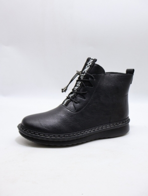 Botki damskie ocieplane na płaskim (36-42) 25305-1 BLACK