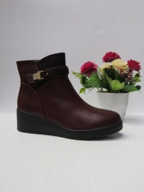 Botki damskie ocieplane na koturnie (36-41) 602-2 WINE