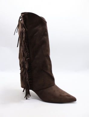 Kozaki damskie na szpilce (36-41) HQ08 BROWN