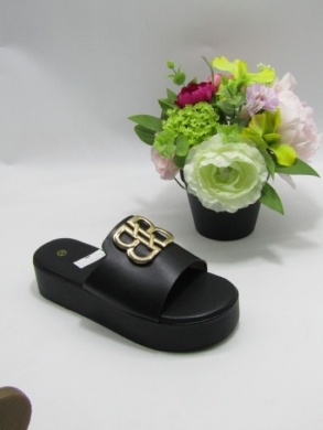 Klapki damskie na płaskim (36-41) F376 BLACK
