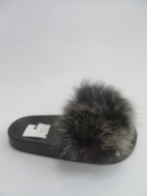 Klapki damskie z futerkiem (36-41) W2018 BLACK/WHITE