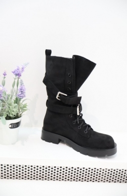 Kozaki damskie ocieplane na płaskim (36-41) CS033 BLACK