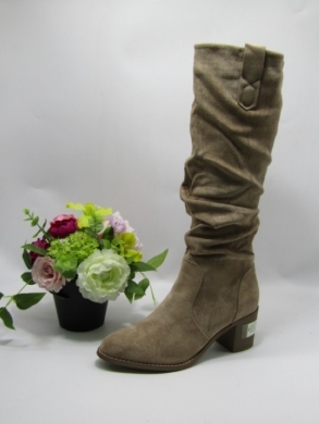Kozaki damskie ocieplane na obcasie (36-41) H2443B KHAKI