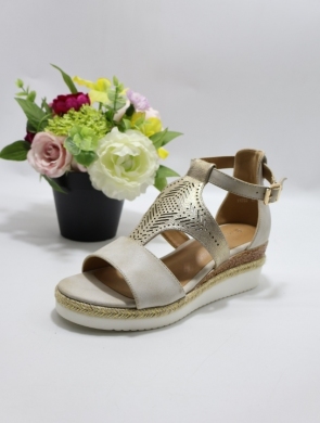 Sandały damskie na koturnie (36-41) F6525 BEIGE