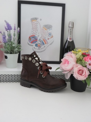 Botki damskie na płaskim (36-41) C7221 BROWN