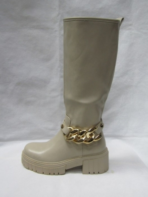 Kozaki damskie na płaskim (36-41) DE1056 BEIGE